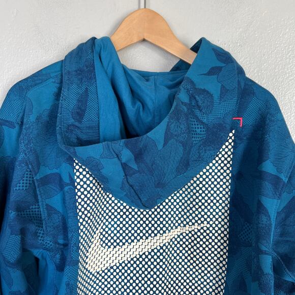 Nike Dri Fit Basketball Hoodie Pullover Halftone Grid Floral Blue Men's Small S - Picture 6 of 15